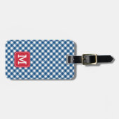 Monogram Blue Gingham und Red Gepäckanhänger (Vorderseite horizontal)