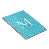 Monogram Blue Glitzer Notizblock (Rechte Seite)