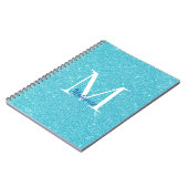 Monogram Blue Glitzer Notizblock (Linke Seite)