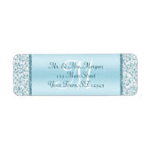 Monogram Blue Glitzer Wedding Rücksendeadresse (Vorne)