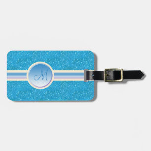Monogram Blue Glitzern Personalisiert Gepäckanhänger