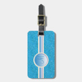 Monogram Blue Glitzern Personalisiert Gepäckanhänger (Vorderseite vertikal)