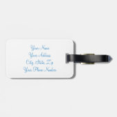 Monogram Blue Glitzern Personalisiert Gepäckanhänger (Rückseite horizontal)