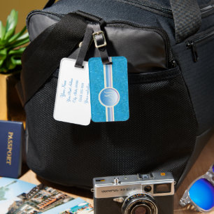 Monogram Blue Glitzern Personalisiert Luggage Tag Gepäckanhänger