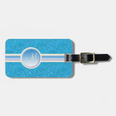 Monogram Blue Glitzern Personalisiert Luggage Tag Gepäckanhänger (Vorderseite horizontal)
