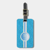 Monogram Blue Glitzern Personalisiert Luggage Tag Gepäckanhänger (Vorderseite vertikal)