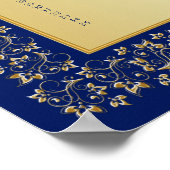 Monogram Blue, Gold Floral Table Plakat 2 (Ecke)