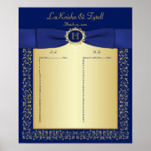 Monogram Blue, Gold Floral Table Plakat 2 (Vorne)