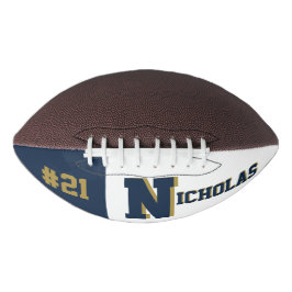 Monogram Blue & Gold Football