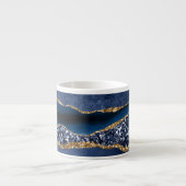 Monogram Blue Gold Glitzer Agate Marble Expresso Espressotasse (Vorderseite)
