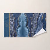 Monogram Blue Gold Glitzer Agate Pattern Trendy Badhandtuch Set (Handtuch)