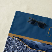 Monogram Blue Gold Glitzer Agate Pattern Trendy Strandtuch (Beispiel)