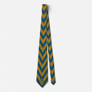 Monogram Blue & Gold Glitzer Design Men Krawatte