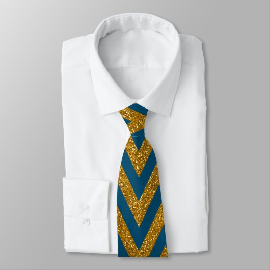 Monogram Blue & Gold Glitzer Muster Design Men Krawatte (Gebunden)