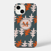 Monogram Blue, Grau & Orange Abstrakt Art Pattern iPhone Hülle (Rückseite)