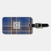 Monogram Blue Graue Tartan Geschenke für Männer, i Gepäckanhänger (Vorderseite horizontal)
