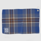 Monogram Blue Graue Tartan Geschenke für Männer, i Golfhandtuch (Horizontal)