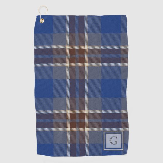 Monogram Blue Graue Tartan Geschenke für Männer, i Golfhandtuch (Vorderseite)