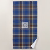 Monogram Blue Graue Tartan Geschenke für Männer, i Strandtuch (Vorderseite)