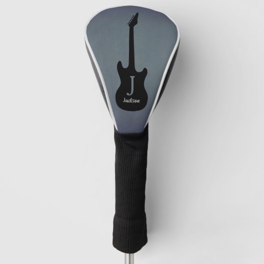 Monogram Blue Gray Electric Guitar Golf Headcover (Vorderseite)