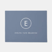 Monogram Blue Gray Minimalistisch Einfache Anfangs Fußmatte (Vorderseite)