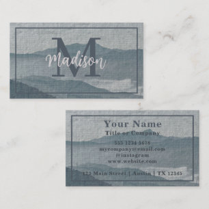 Monogram Blue Gray Mountain Wasserfarbe Art Visitenkarte