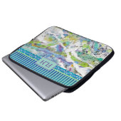 Monogram Blue Green Abstrakt Art & Stripes Laptopschutzhülle (Vorne Knopf)