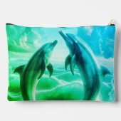 Monogram Blue Green Delphines Ozean | Zubehörtasche (Rückseite)