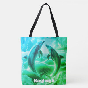 Monogram Blue & Green Delphins Ozean Tasche