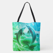 Monogram Blue & Green Delphins Ozean | Tasche (Rückseite)