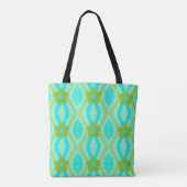Monogram Blue Green Gold Diamonds & Blume Tasche (Rückseite)