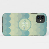 Monogram Blue Green Wave Muster Case-Mate iPhone Hülle (Rückseite (Horizontal))