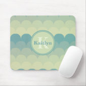 Monogram Blue Green Wave Muster Mousepad (Mit Mouse)