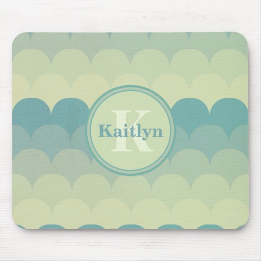 Monogram Blue Green Wave Muster Mousepad (Vorne)