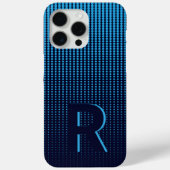 Monogram Blue Halftone Modern Initial Personalisie Case-Mate iPhone Hülle (Rückseite)