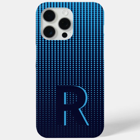 Monogram Blue Halftone Modern Initial Personalisie Case-Mate iPhone Hülle (Rückseite)