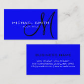 Monogram Blue Hintergrundfarbe Visitenkarte (Vorne/Hinten)