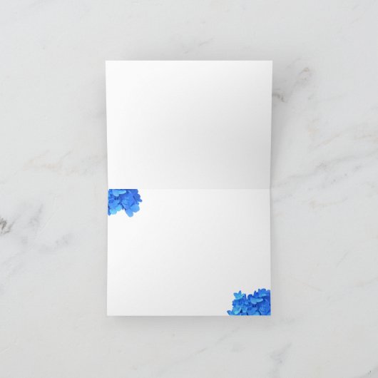 Monogram Blue Hydrangea Dankeschön Note Card (Innenseite)