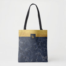 Monogram Blue Imitats Marble & Gold Texture Patter