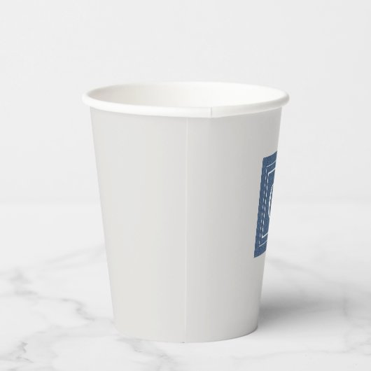 Monogram, Blue Jean Denim Print 8oz Paper Cups Pappbecher (Rechts)
