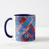 Monogram Blue Jeans Patchwork Pattern Tasse (Links)