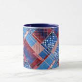 Monogram Blue Jeans Patchwork Pattern Tasse (Zentrum)