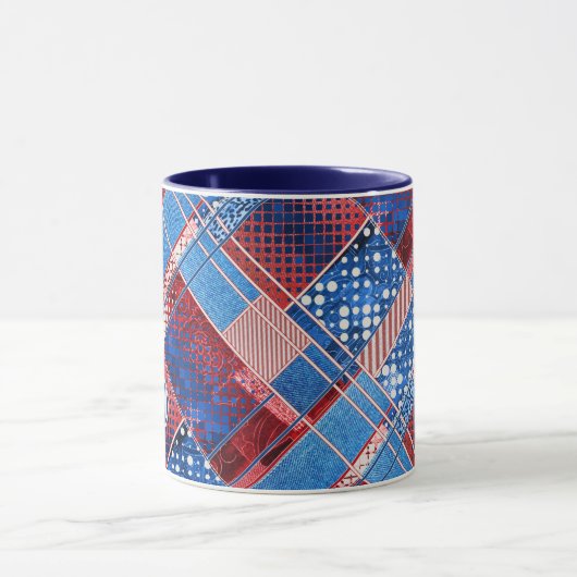 Monogram Blue Jeans Patchwork Pattern Tasse (Zentrum)