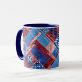 Monogram Blue Jeans Patchwork Pattern Tasse (Vorderseite Links)