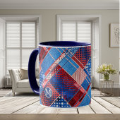 Monogram Blue Jeans Patchwork Pattern Tasse