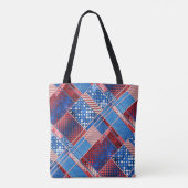 Monogram Blue Jeans Patchwork Pattern Tote Bag Tasche (Rückseite)