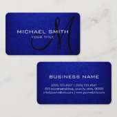 Monogram Blue Leather Look Visitenkarte (Vorne/Hinten)