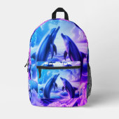 Monogram Blue & Lila Delphine Ocean | Bedruckter Rucksack (Vorderseite)