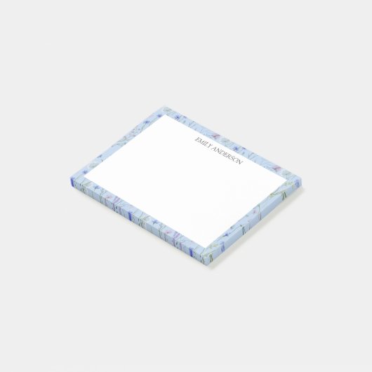 Monogram Blue Lila Hübsche Wildblume Floral Post-it Klebezettel (angewinkelt)