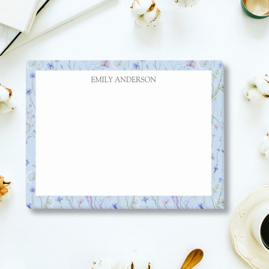 Monogram Blue Lila Hübsche Wildblume Floral Post-it Klebezettel